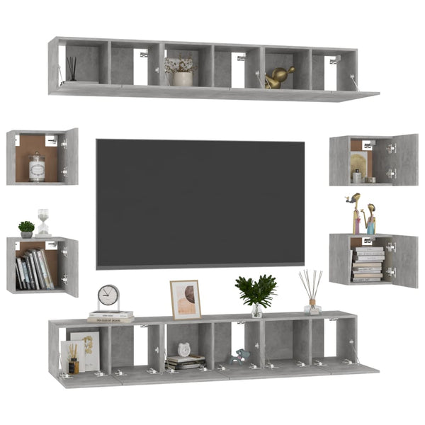 vidaXL Ensemble de 10 meubles TV gris béton en bois d'ingénierie