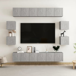 vidaXL Ensemble de 10 meubles TV gris béton en bois d'ingénierie