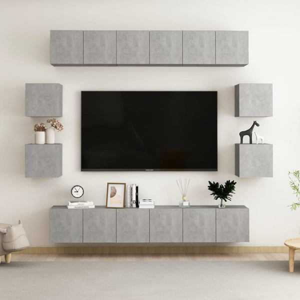 vidaXL Ensemble de 10 meubles TV gris béton en bois d'ingénierie