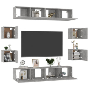 vidaXL Meuble TV 8 pcs Gris béton Aggloméré