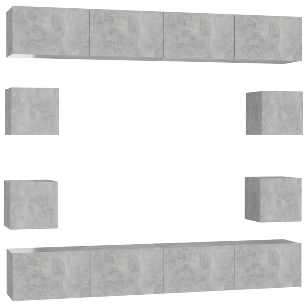 vidaXL Meuble TV 8 pcs Gris béton Aggloméré