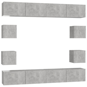 8-tlg. TV-Schrank-Set Betongrau Holzwerkstoff