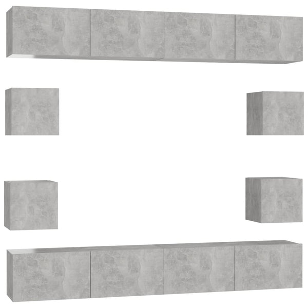 8-tlg. TV-Schrank-Set Betongrau Holzwerkstoff