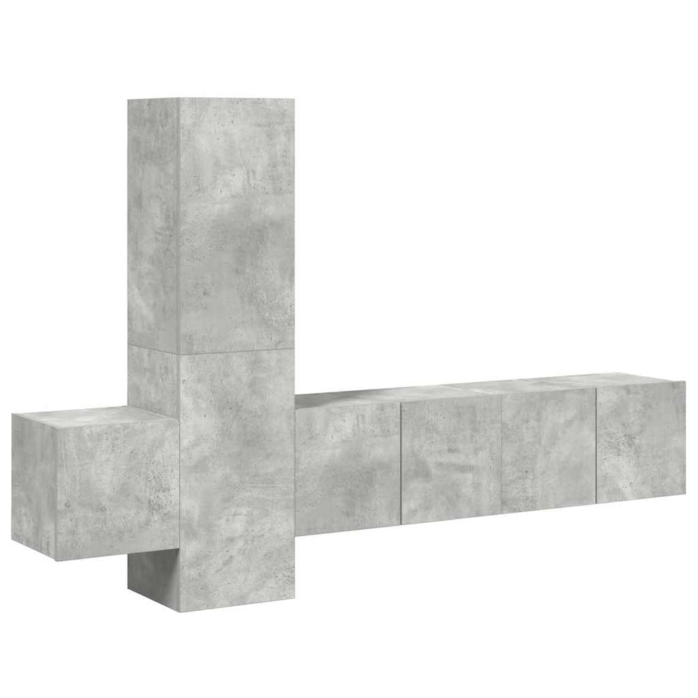 vidaXL Ensemble de 5 meubles TV gris béton en bois d'ingénierie