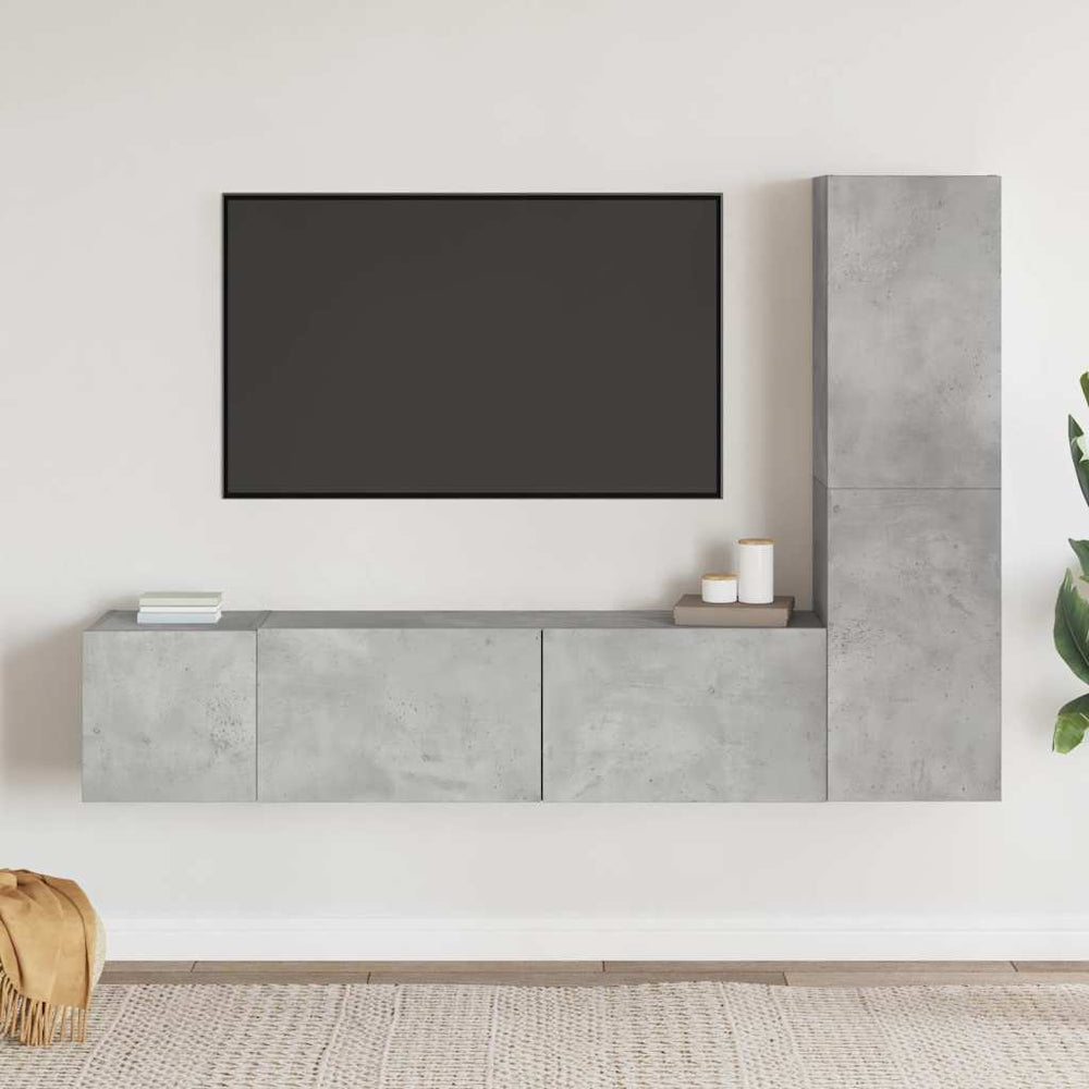vidaXL Ensemble de 3 meubles TV gris béton en bois d'ingénierie
