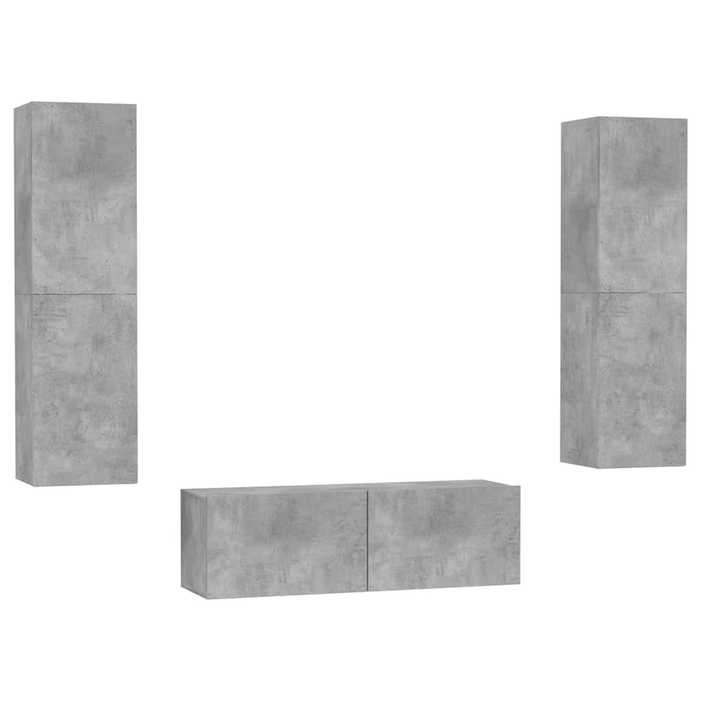 vidaXL Ensemble de 3 meubles TV gris béton en bois d'ingénierie