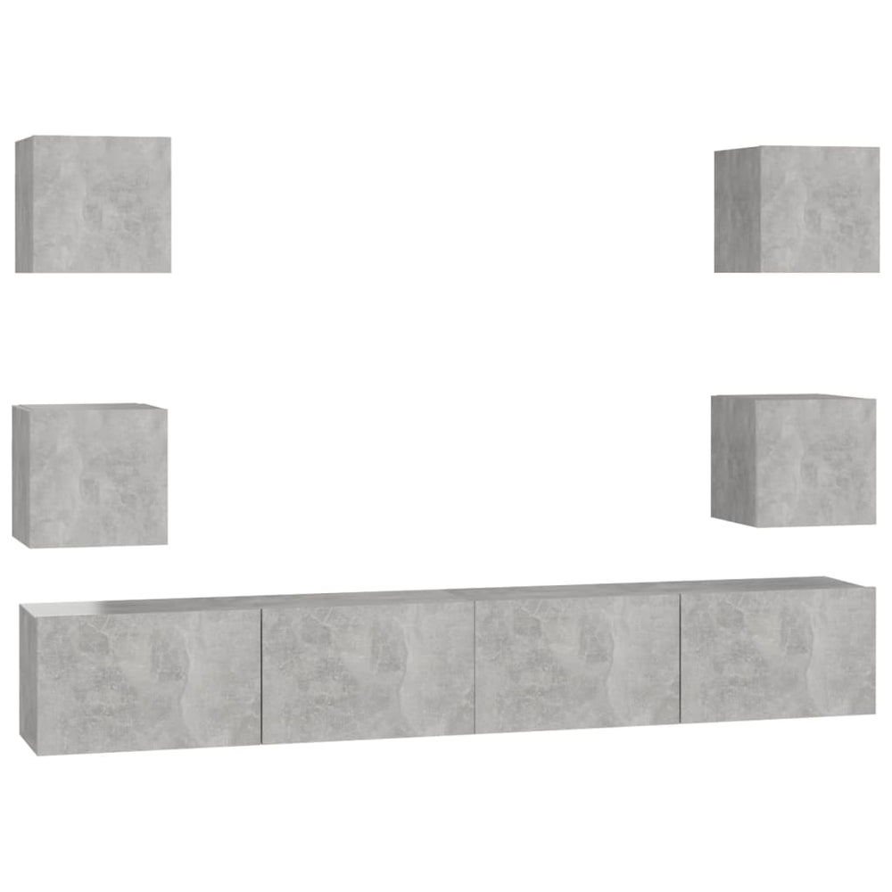 vidaXL Ensemble meuble TV 6 pcs Gris béton Aggloméré