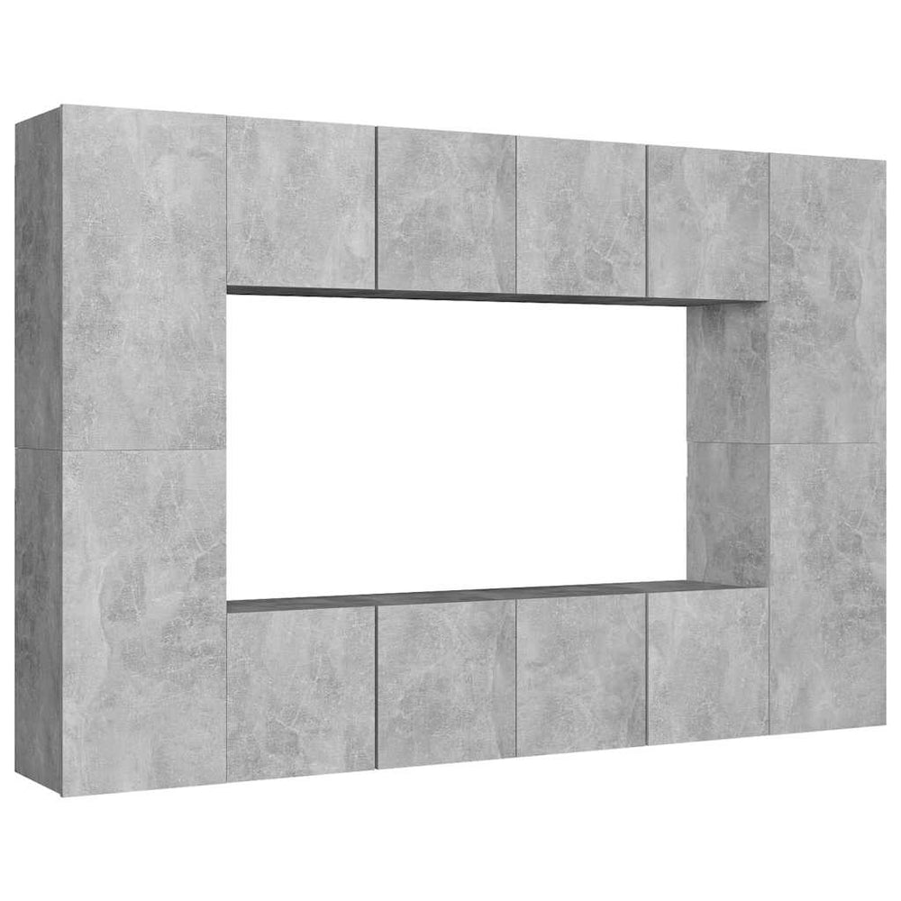vidaXL Meuble TV 8 pcs Gris béton Aggloméré
