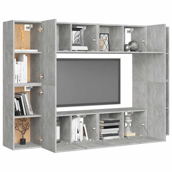8-tlg. TV-Schrank-Set Betongrau Holzwerkstoff