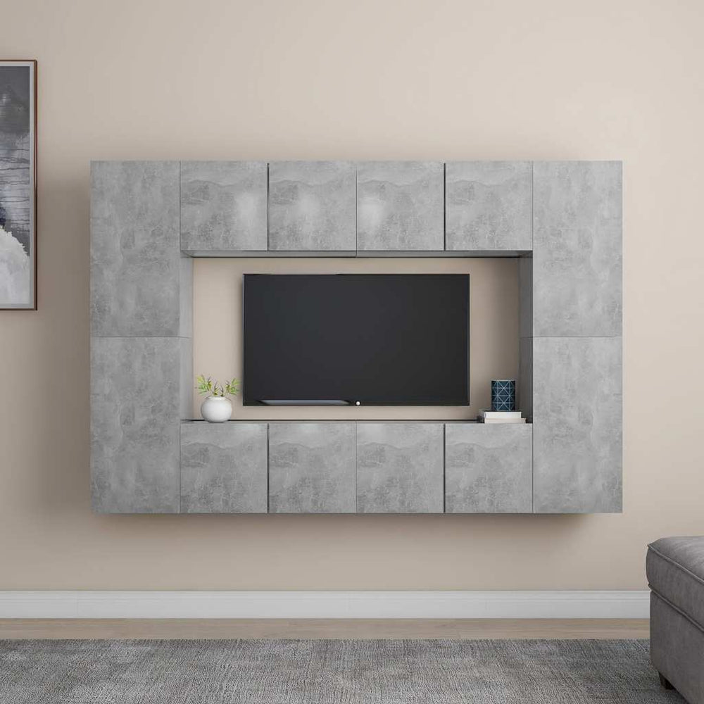 vidaXL Meuble TV 8 pcs Gris béton Aggloméré