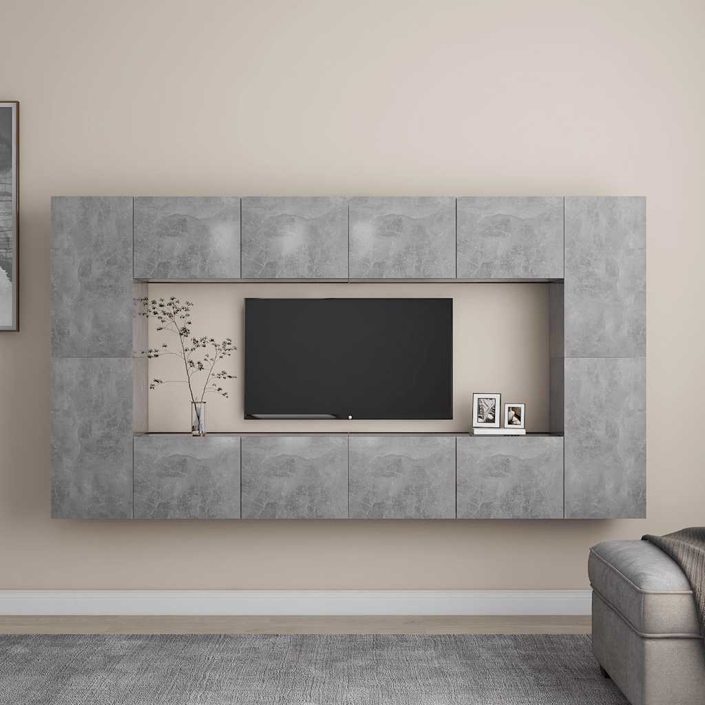 8-tlg. TV-Schrank-Set Betongrau Holzwerkstoff