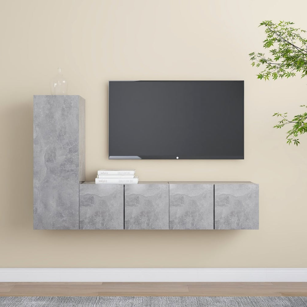vidaXL Ensemble de 3 meubles TV gris béton en bois d'ingénierie