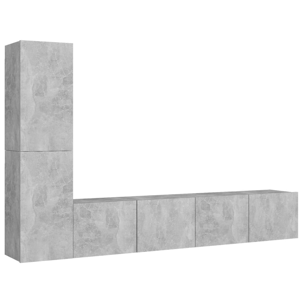 vidaXL Meuble TV 4 pcs Gris béton Aggloméré