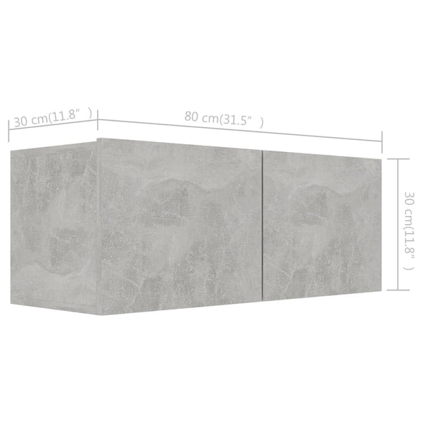 4-tlg. TV-Schrank-Set Betongrau Holzwerkstoff