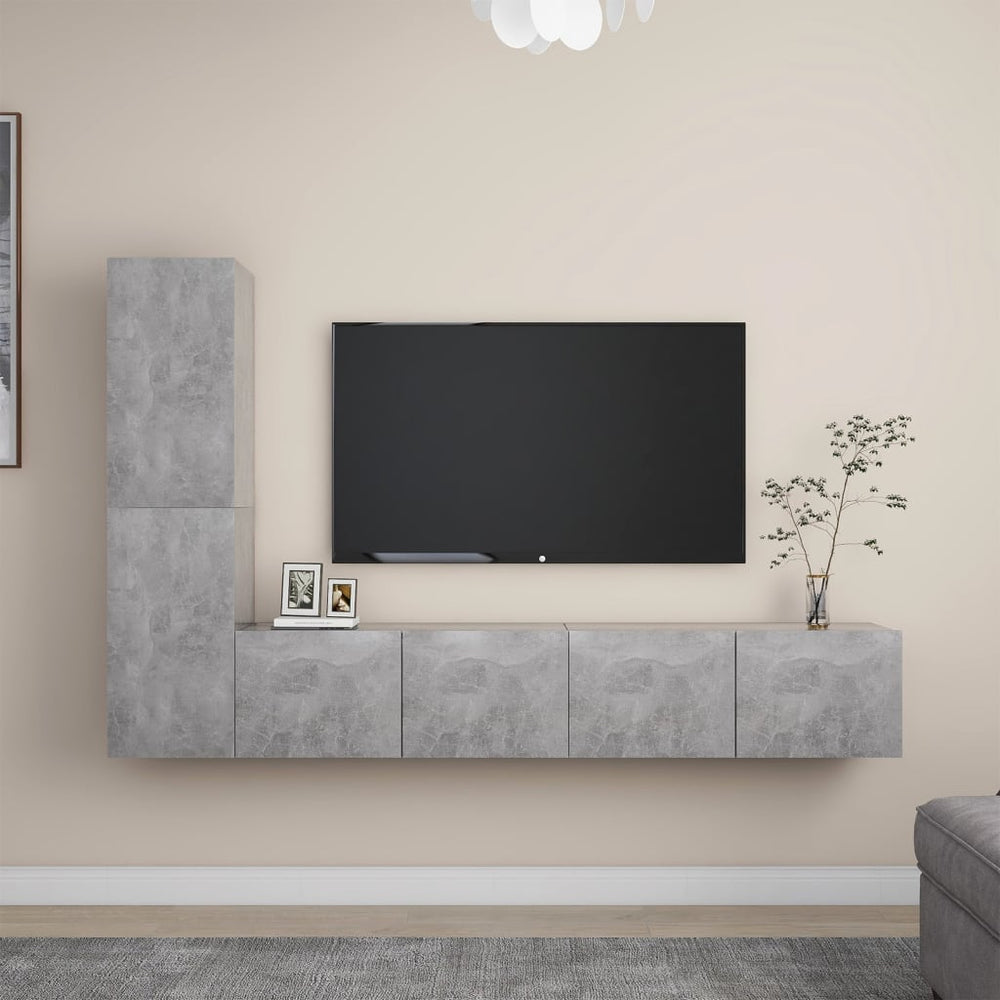 vidaXL Meuble TV 4 pcs Gris béton Aggloméré