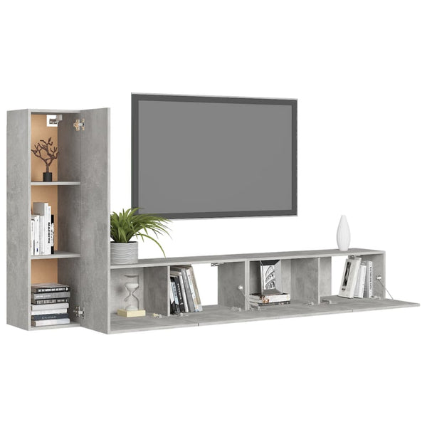 vidaXL Ensemble de 3 meubles TV gris béton en bois d'ingénierie