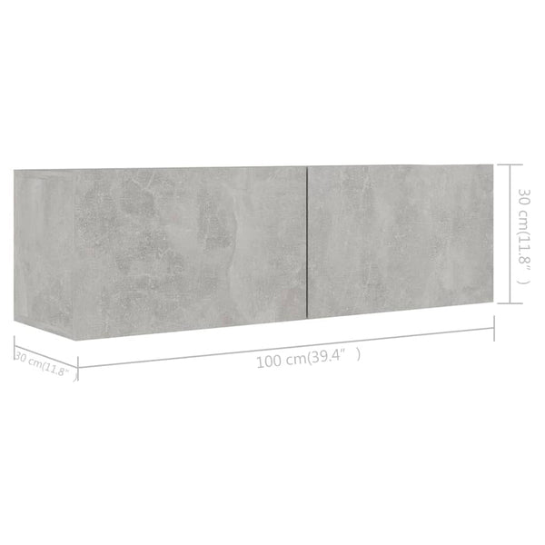 vidaXL Ensemble de 3 meubles TV gris béton en bois d'ingénierie