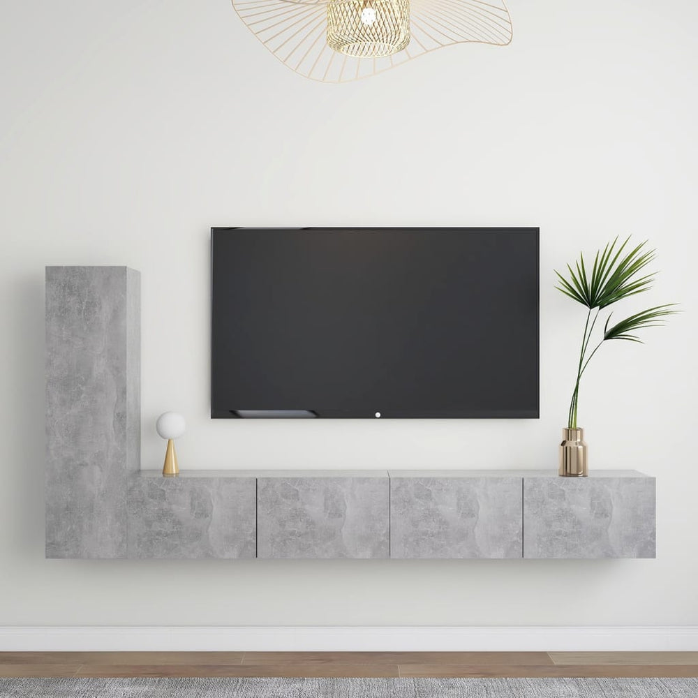 vidaXL Ensemble de 3 meubles TV gris béton en bois d'ingénierie
