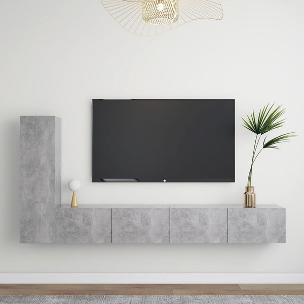 vidaXL Ensemble de 3 meubles TV gris béton en bois d'ingénierie
