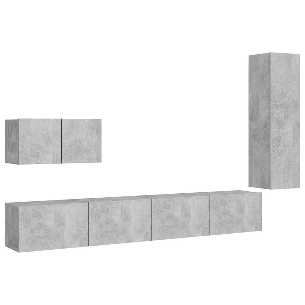 vidaXL Meuble TV 4 pcs Gris béton Aggloméré