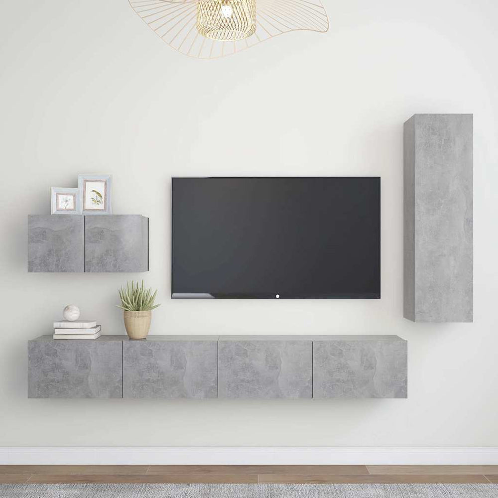 vidaXL Meuble TV 4 pcs Gris béton Aggloméré