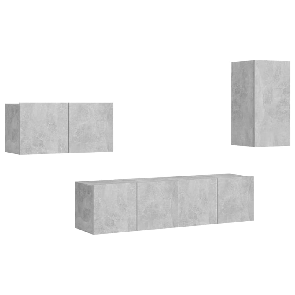 vidaXL Meuble TV 4 pcs Gris béton Aggloméré