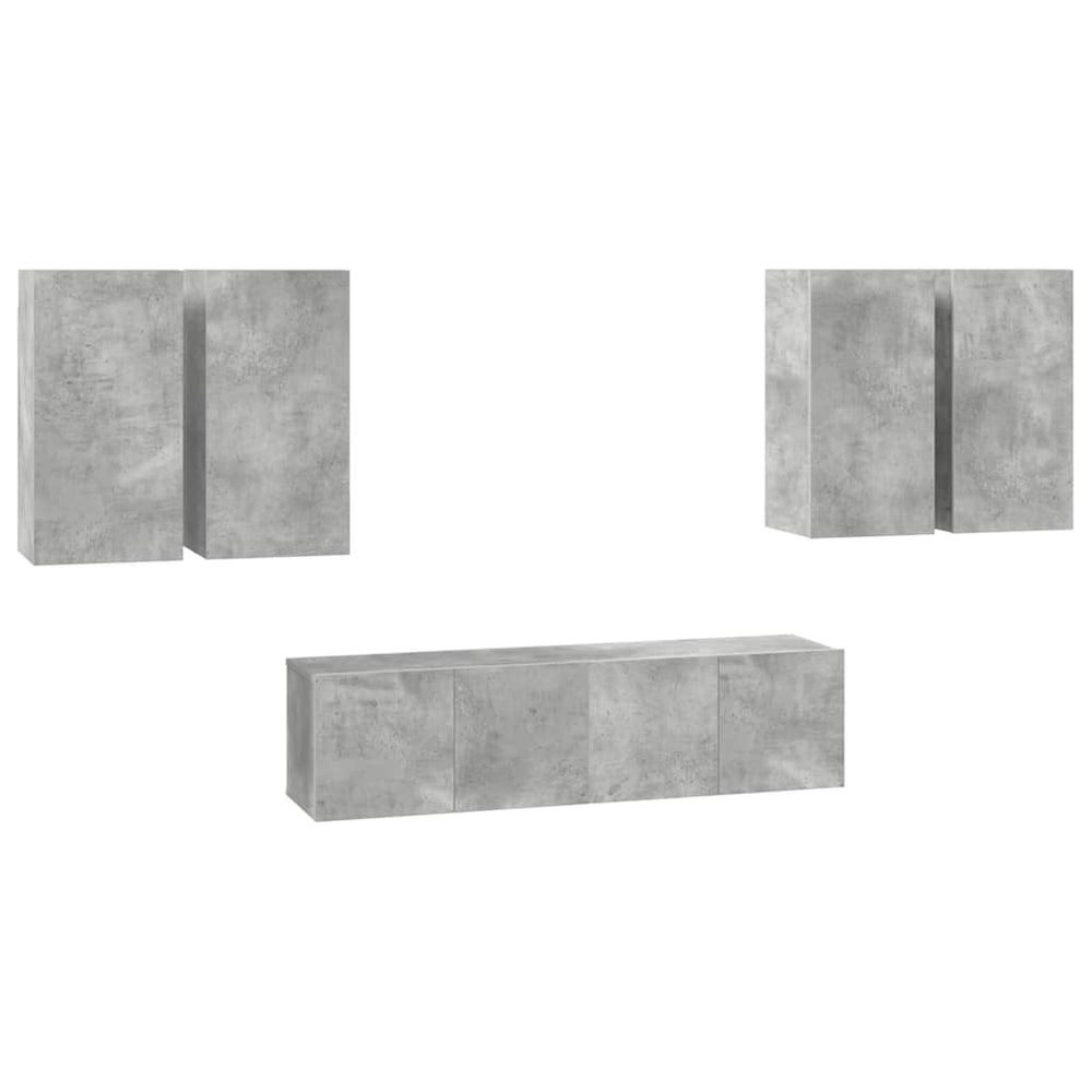 vidaXL Ensemble meuble TV 6 pcs Gris béton Aggloméré