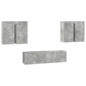 6-tlg. TV-Schrank-Set Betongrau Holzwerkstoff