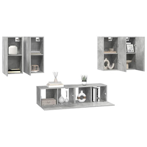 6-tlg. TV-Schrank-Set Betongrau Holzwerkstoff