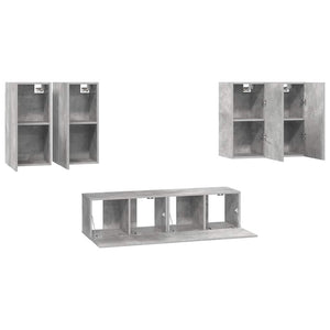 6-tlg. TV-Schrank-Set Betongrau Holzwerkstoff