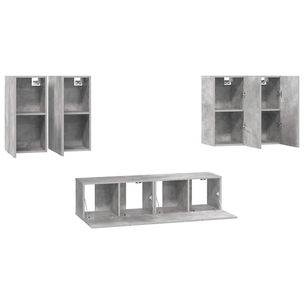6-tlg. TV-Schrank-Set Betongrau Holzwerkstoff