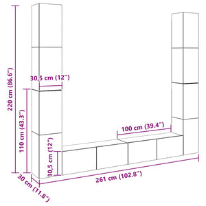 6-tlg. TV-Schrank-Set Betongrau Holzwerkstoff