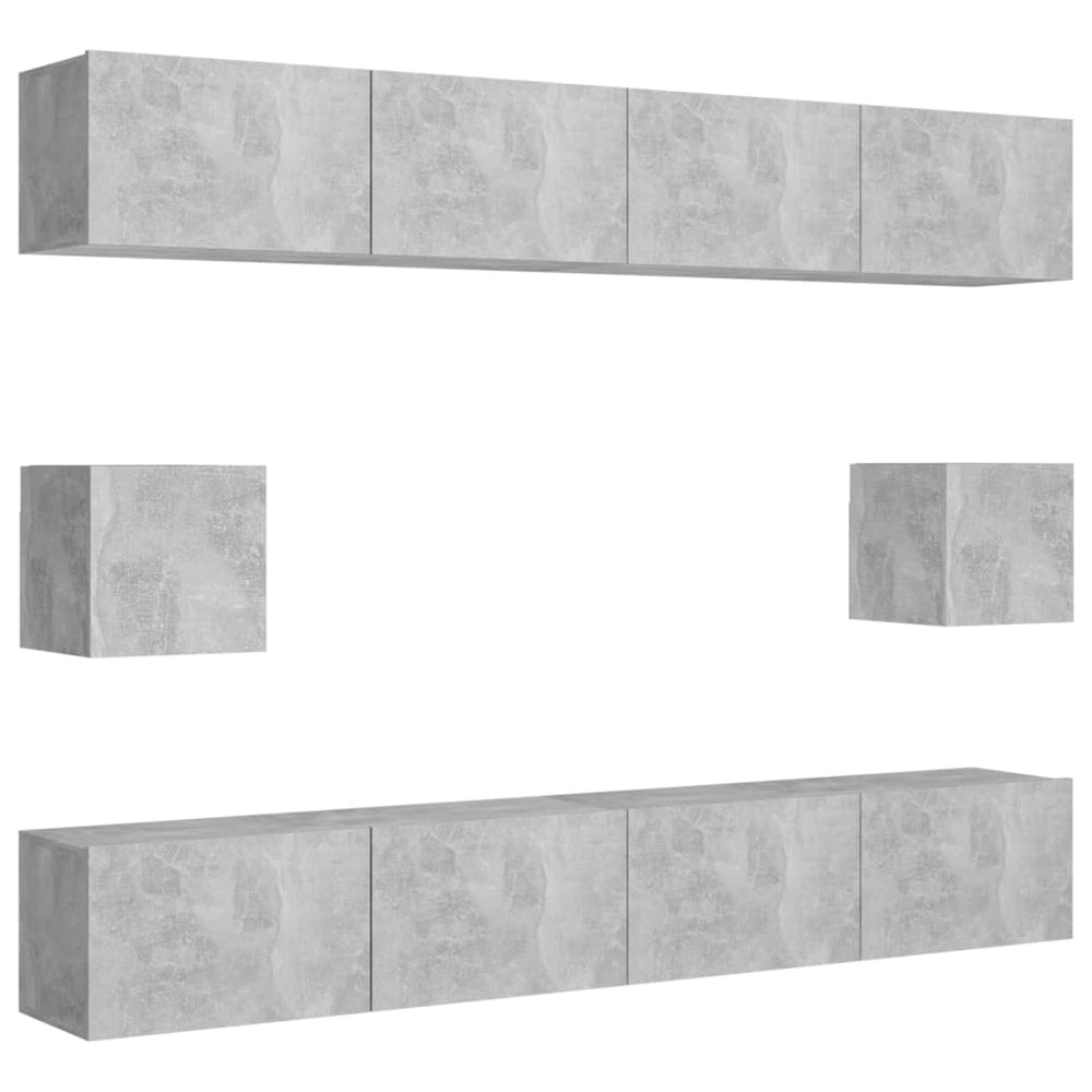vidaXL Ensemble meuble TV 6 pcs Gris béton Aggloméré