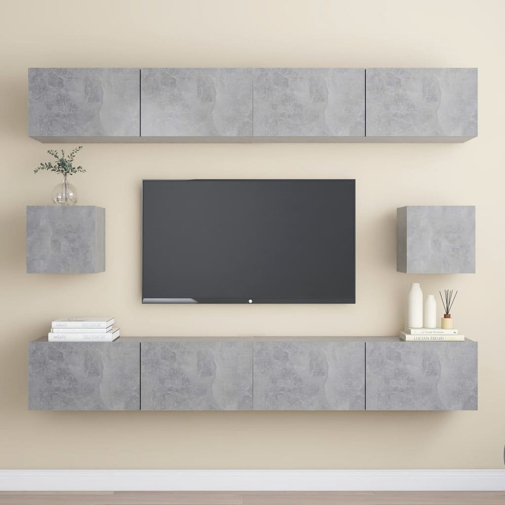vidaXL Ensemble meuble TV 6 pcs Gris béton Aggloméré