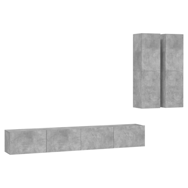 4-tlg. TV-Schrank-Set Betongrau Holzwerkstoff