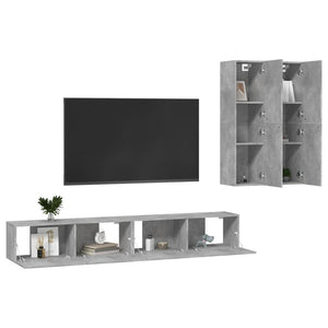 4-tlg. TV-Schrank-Set Betongrau Holzwerkstoff