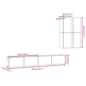 4-tlg. TV-Schrank-Set Betongrau Holzwerkstoff