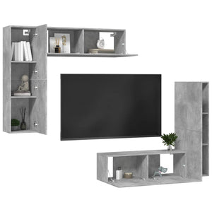 vidaXL Meuble TV 4 pcs Gris béton Aggloméré