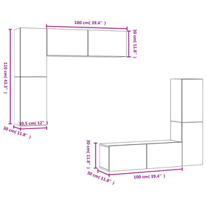 vidaXL Meuble TV 4 pcs Gris béton Aggloméré