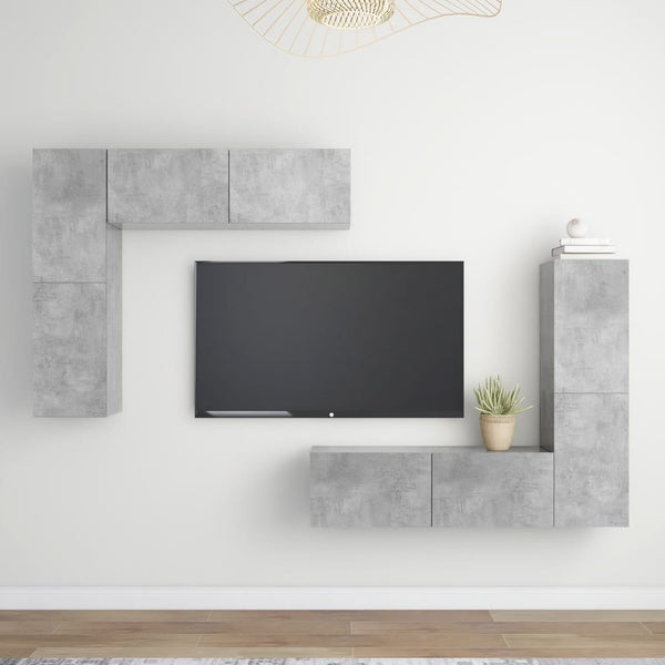 vidaXL Meuble TV 4 pcs Gris béton Aggloméré