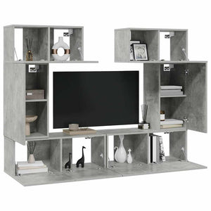 6-tlg. TV-Schrank-Set Betongrau Holzwerkstoff