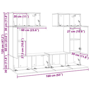 6-tlg. TV-Schrank-Set Betongrau Holzwerkstoff