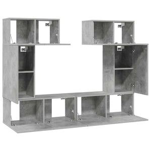6-tlg. TV-Schrank-Set Betongrau Holzwerkstoff