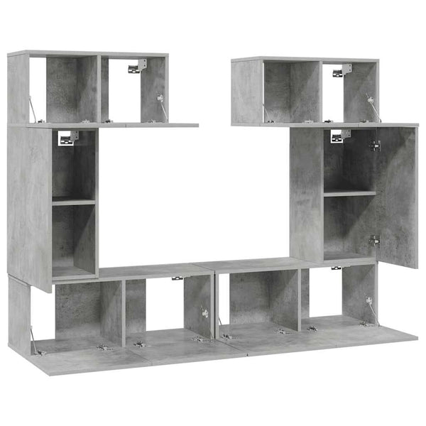 6-tlg. TV-Schrank-Set Betongrau Holzwerkstoff