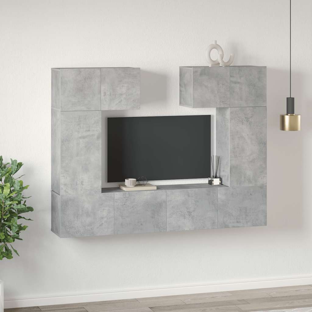 6-tlg. TV-Schrank-Set Betongrau Holzwerkstoff