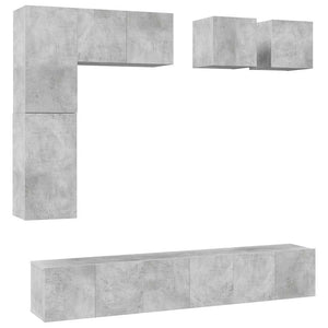 8-tlg. TV-Schrank-Set Betongrau Holzwerkstoff