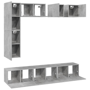 8-tlg. TV-Schrank-Set Betongrau Holzwerkstoff