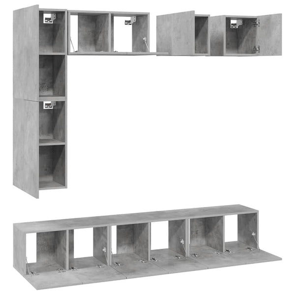 8-tlg. TV-Schrank-Set Betongrau Holzwerkstoff