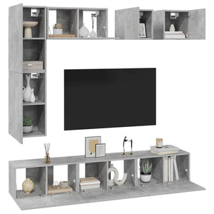 8-tlg. TV-Schrank-Set Betongrau Holzwerkstoff