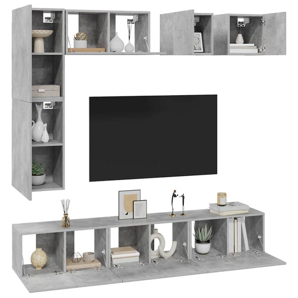 8-tlg. TV-Schrank-Set Betongrau Holzwerkstoff